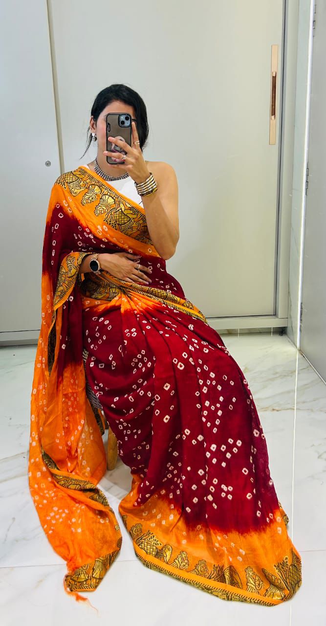 original bandhani Style Bandhani Saree