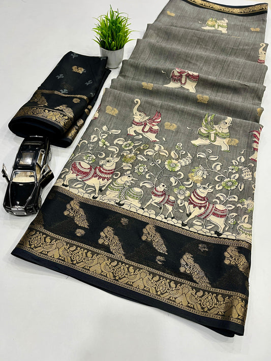 PREMIUM JEQURD VIEWING JARI BUTTI WORK ALL OVER ON SAREE