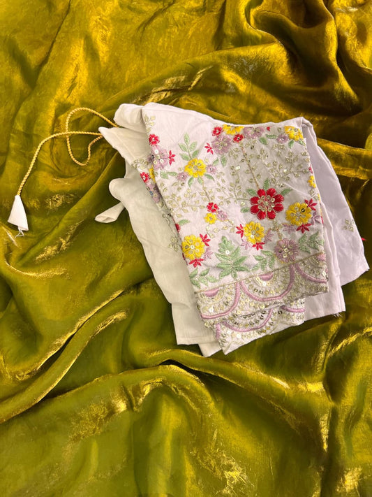 Silk saree with stiched blouse