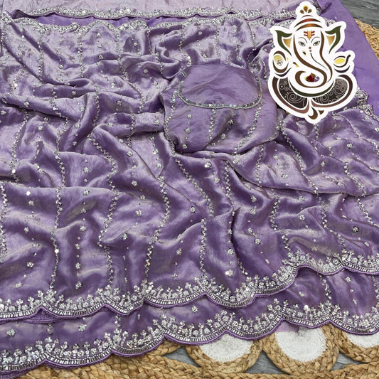 Original beeds hand made silk saree