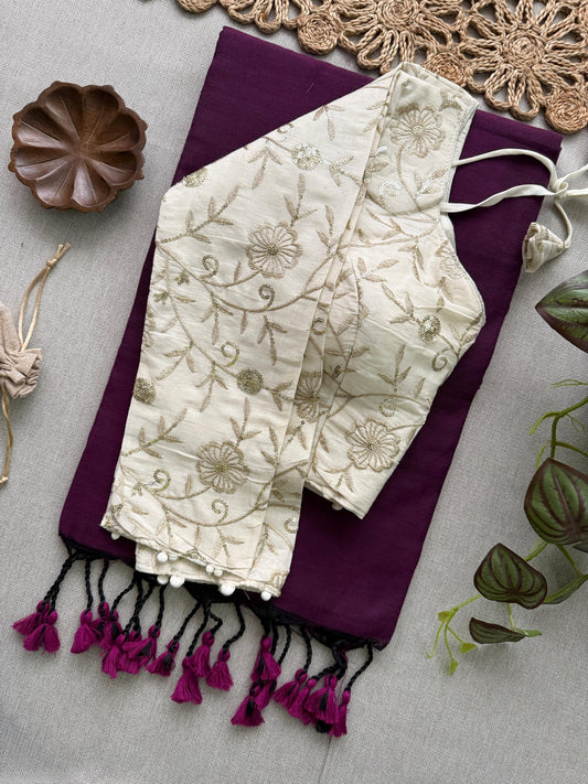 Khadi cotton saree with padded blouse