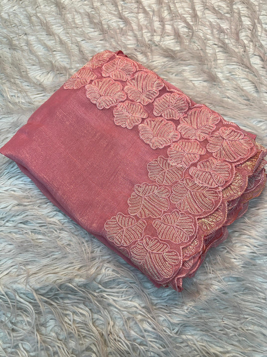 Partywear crunchy saree with running work blouse