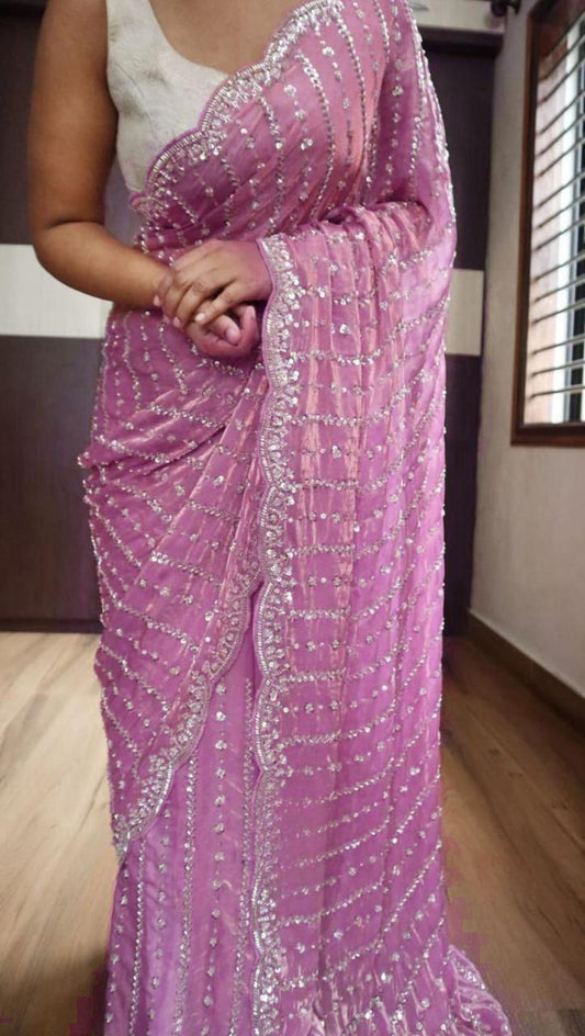 Original beeds hand made silk saree
