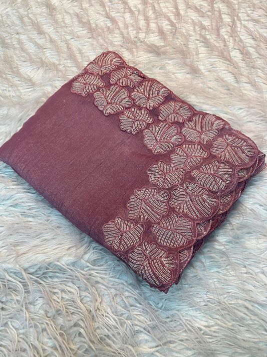 Partywear crunchy saree with running work blouse