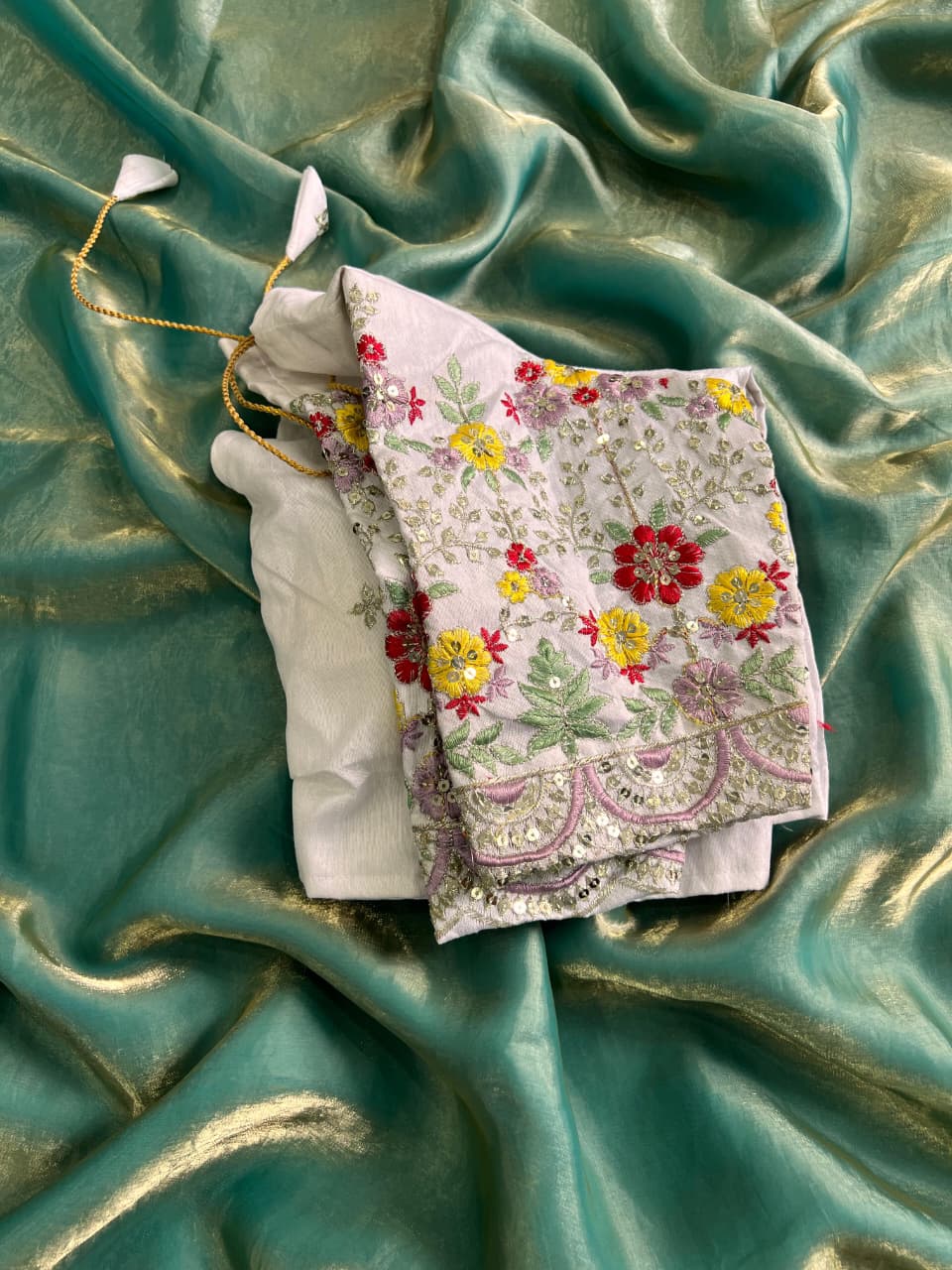 Silk saree with stiched blouse
