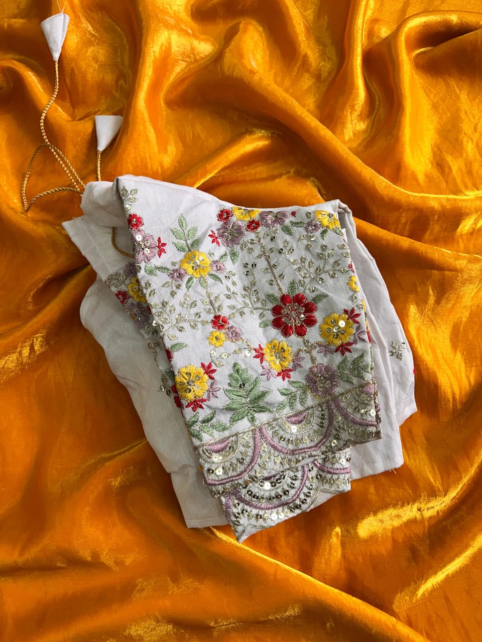 Silk saree with stiched blouse