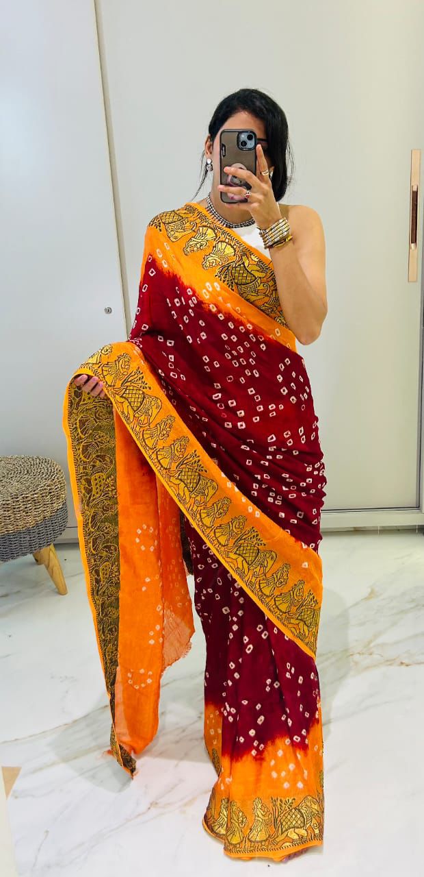 original bandhani Style Bandhani Saree