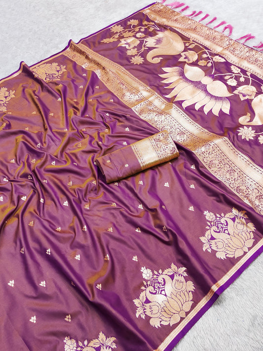 Soft banarasi silk weaving blouse piece with sleeve border