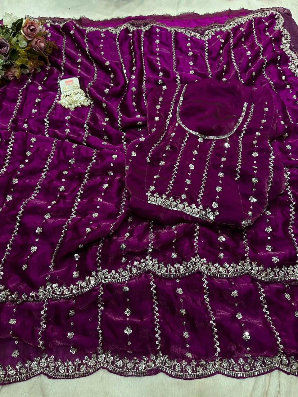 Original beeds hand made silk saree
