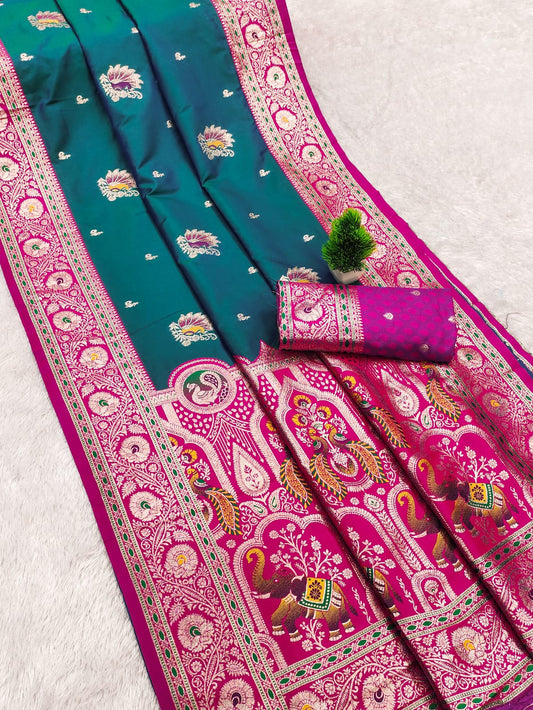Banarasi silk saree with silk weaving blouse