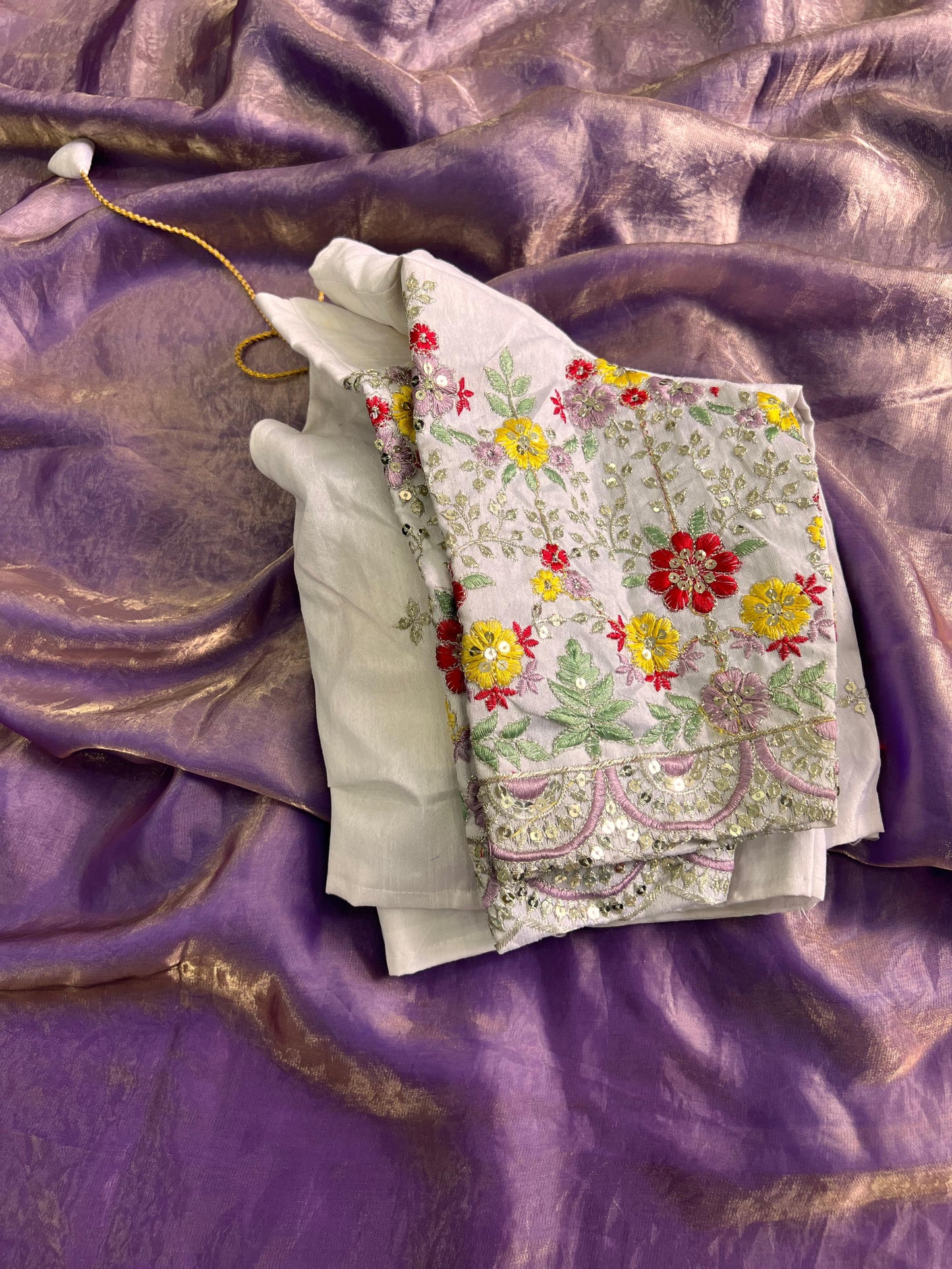 Silk saree with stiched blouse