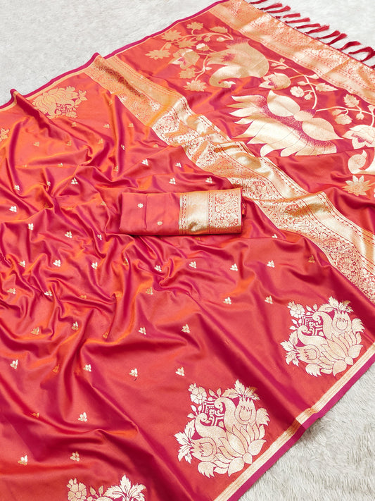 Soft banarasi silk weaving blouse piece with sleeve border