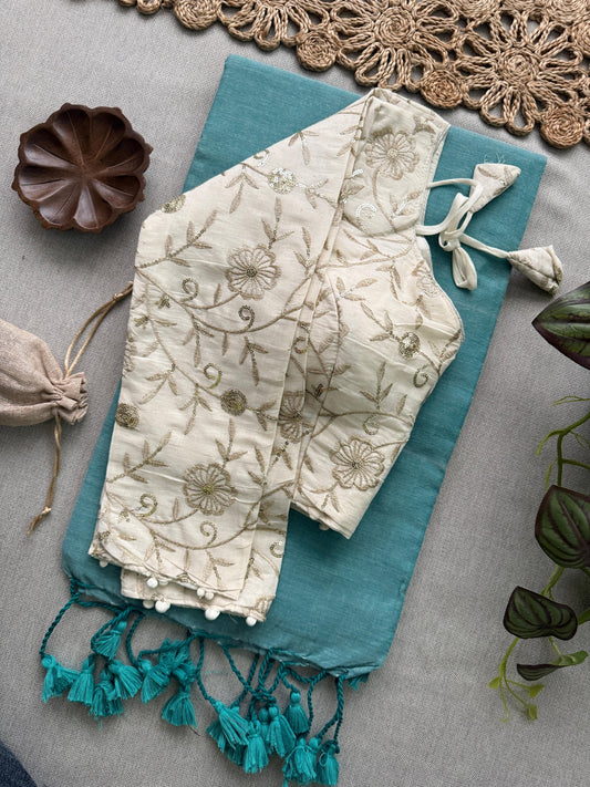 Khadi cotton saree with padded blouse