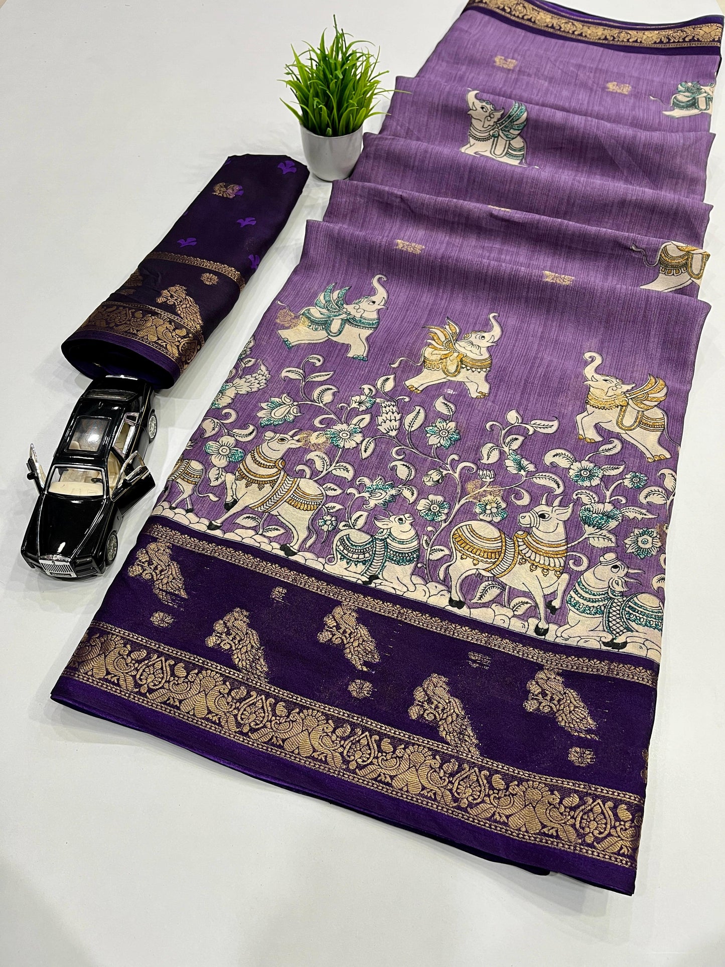 PREMIUM JEQURD VIEWING JARI BUTTI WORK ALL OVER ON SAREE