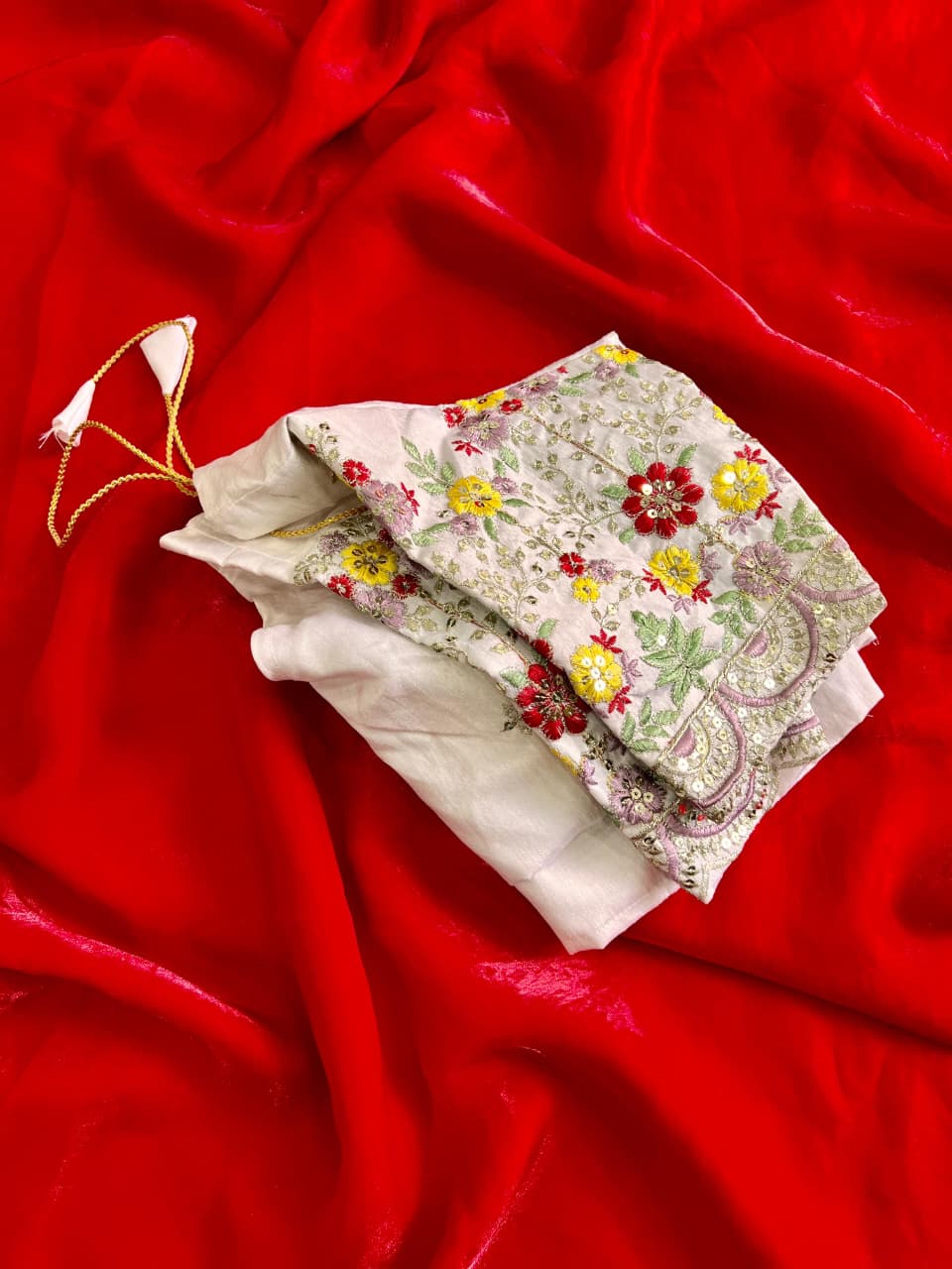 Silk saree with stiched blouse