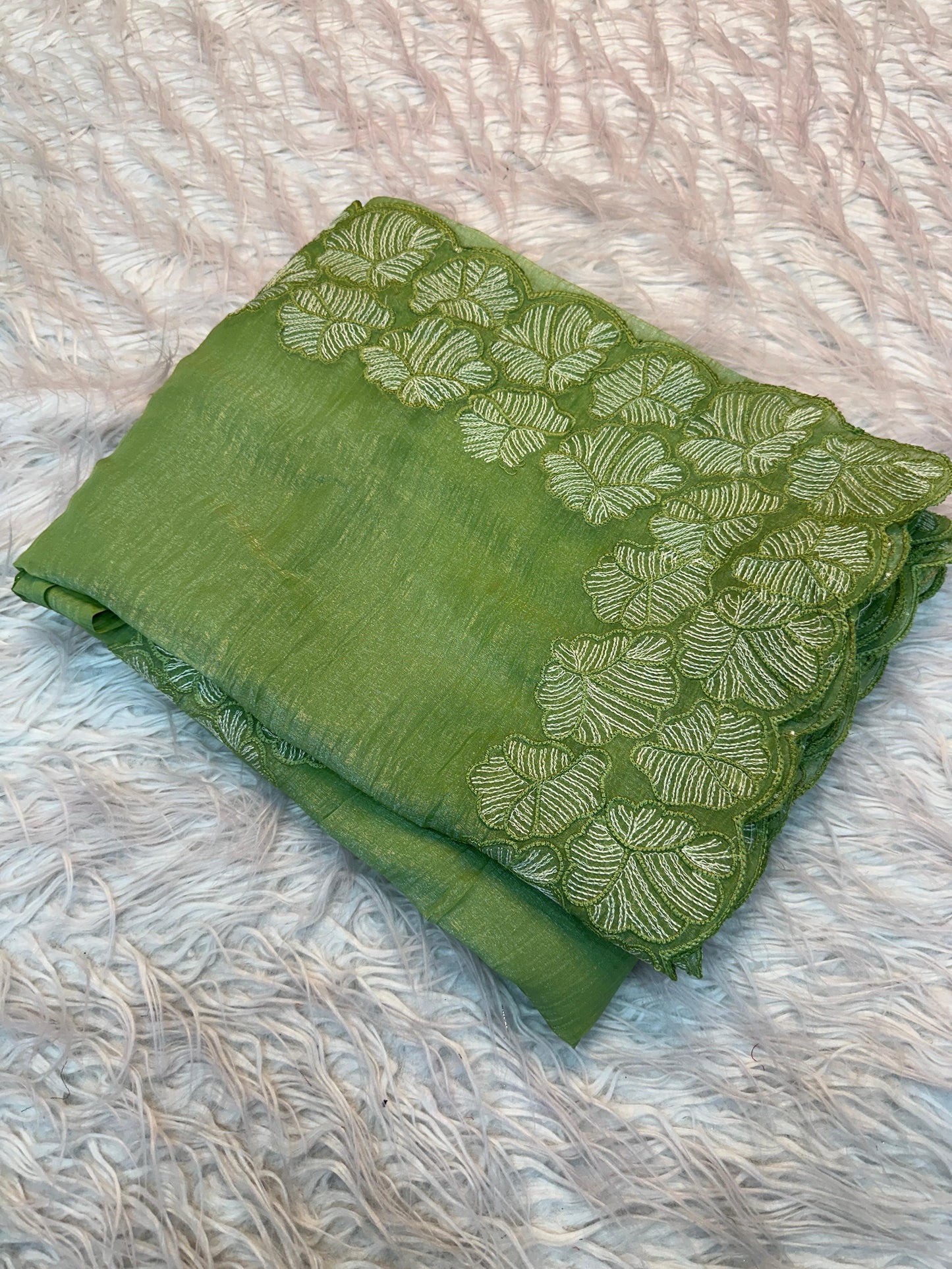 Partywear crunchy saree with running work blouse