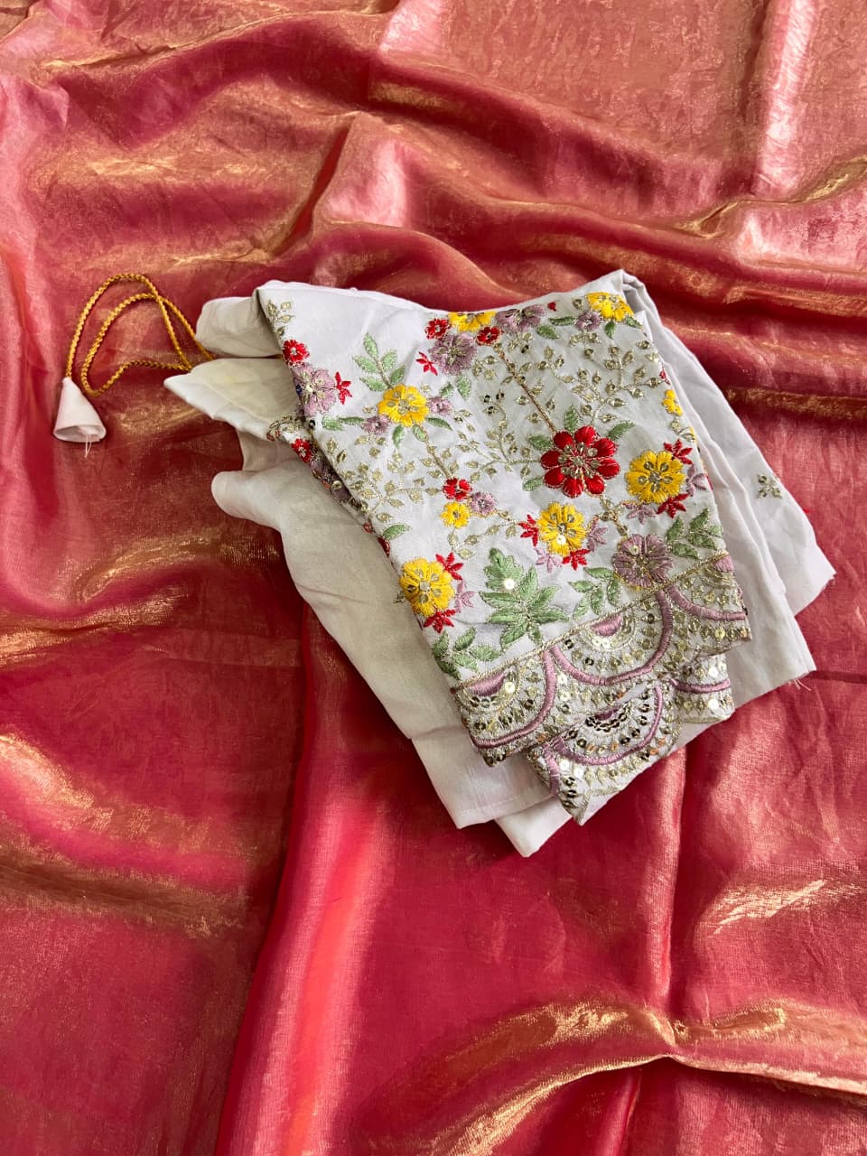 Silk saree with stiched blouse