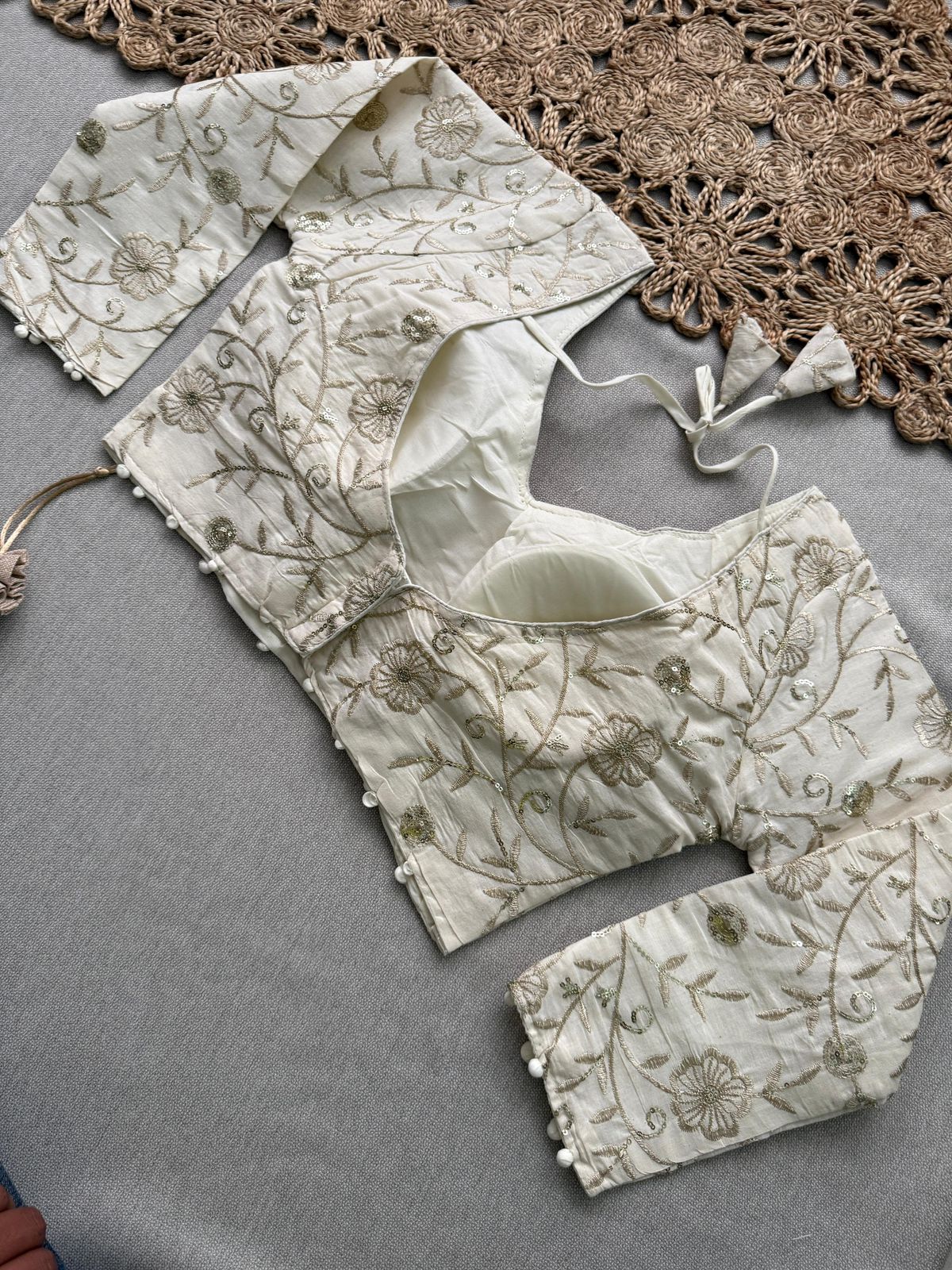Khadi cotton saree with padded blouse