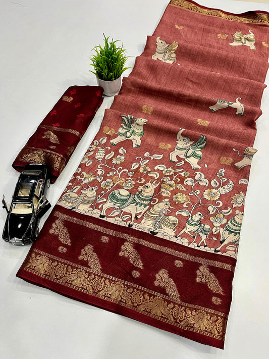 PREMIUM JEQURD VIEWING JARI BUTTI WORK ALL OVER ON SAREE